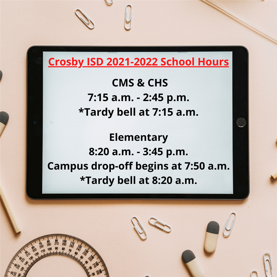  School hours for the 2021-2022 School Year